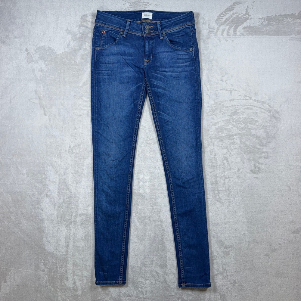Hudson Collin Midrise Skinny Jeans Womens 25 Blue WM422DED Flap Pocket Whiskered